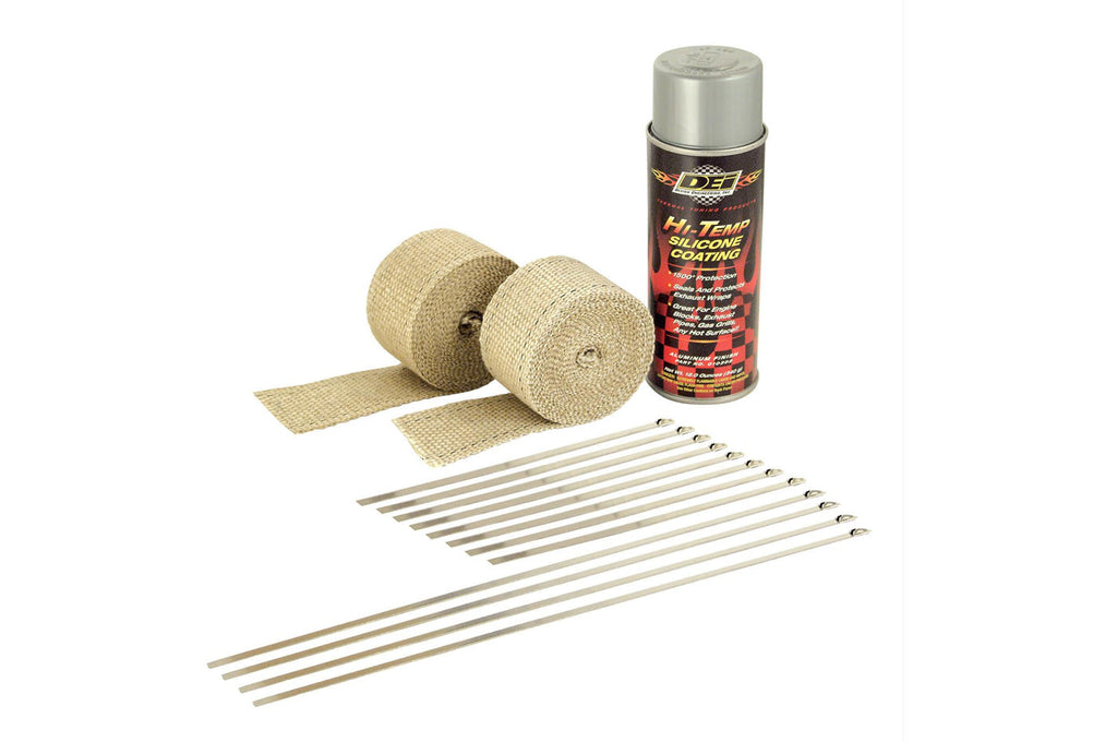 DEI Motorcycle Exhaust Wrap Kit Tan/Aluminum (010401)