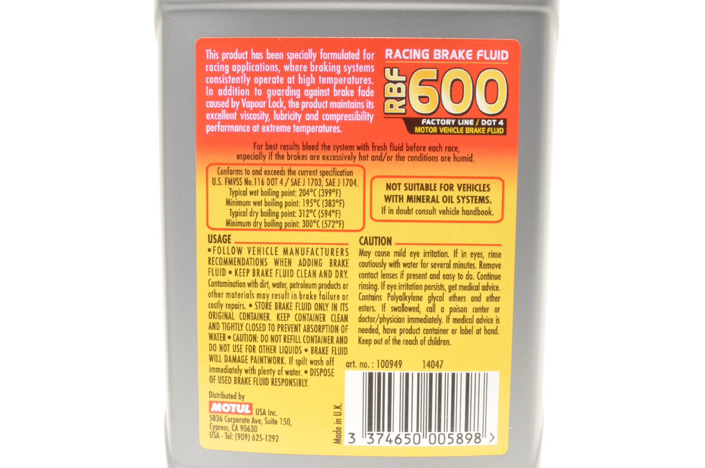 MOTUL RBF 600 Factory Line Racing Brake Fluid (100949-1)