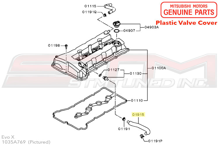 Mitsubishi PCV Valve/Front Valve Cover Hose - Evo X