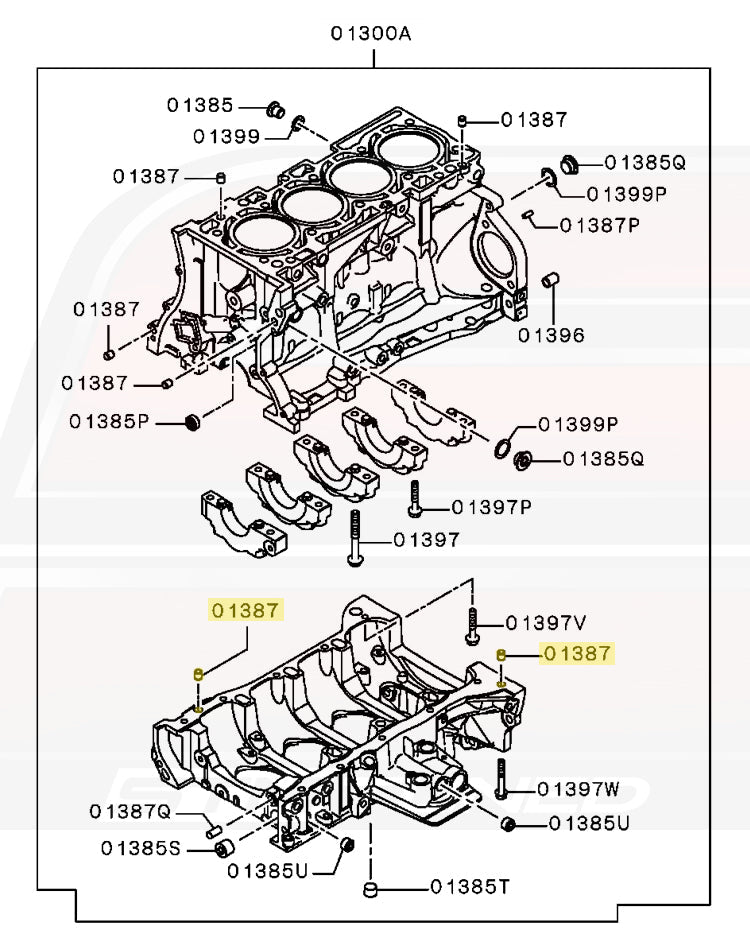 Mitsubishi OEM Cylinder Block Dowel Pin M10x12 for Evo X (1050A004)