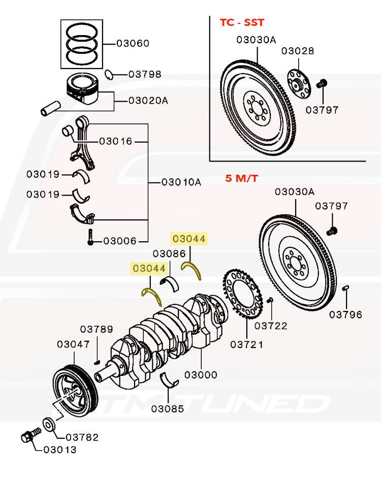 Mitsubishi OEM Crankshaft Thrust Bearing for Evo X (1052A698)