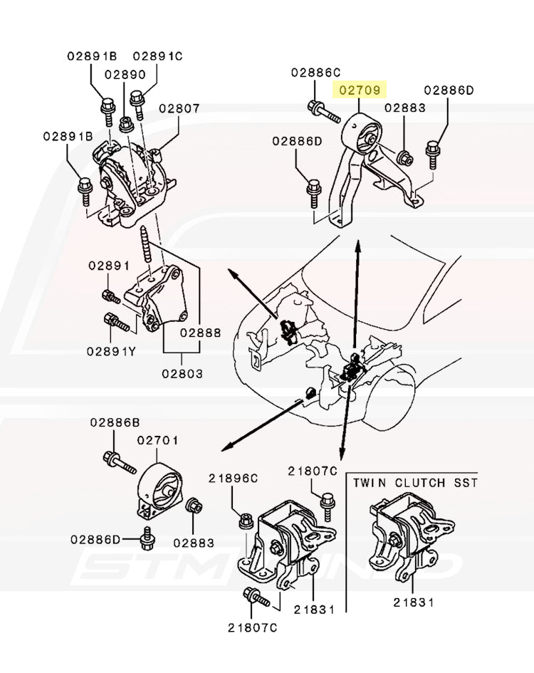 Mitsubishi OEM Rear Engine Mount for Evo X 5-Speed (1092A067)