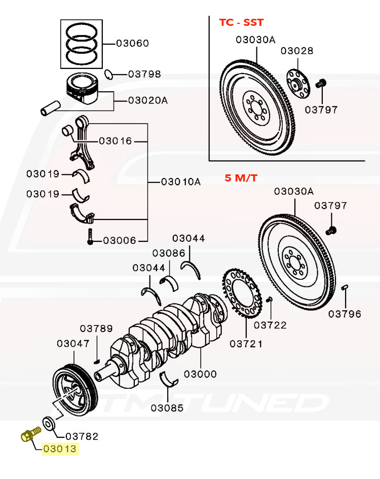 Mitsubishi OEM Crankshaft Pulley Bolt for Evo X (1100A118)
