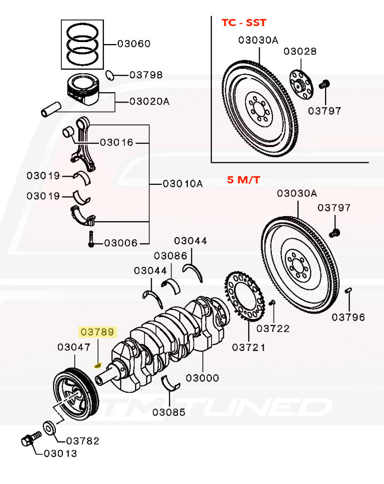 Mitsubishi OEM Crankshaft Key for Evo X (1130A024)