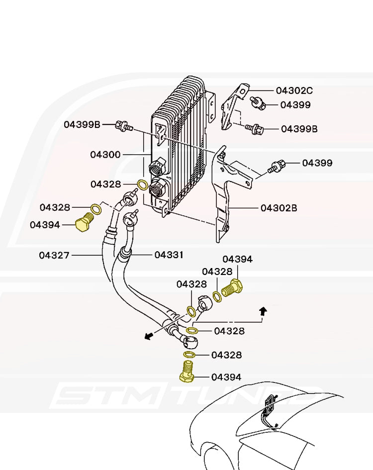 Mitsubishi OEM Engine Oil Cooler Line Banjo Bolt Set for Evo 7/8/9/X