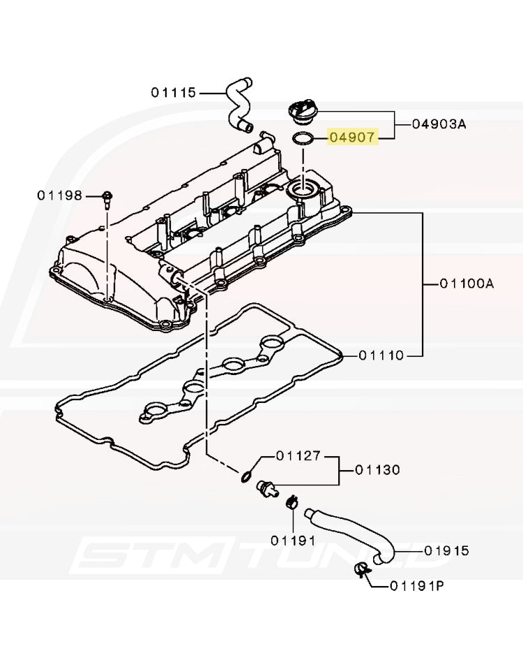 Mitsubishi OEM Engine Oil Cap Oring for Evo X (1250A012)