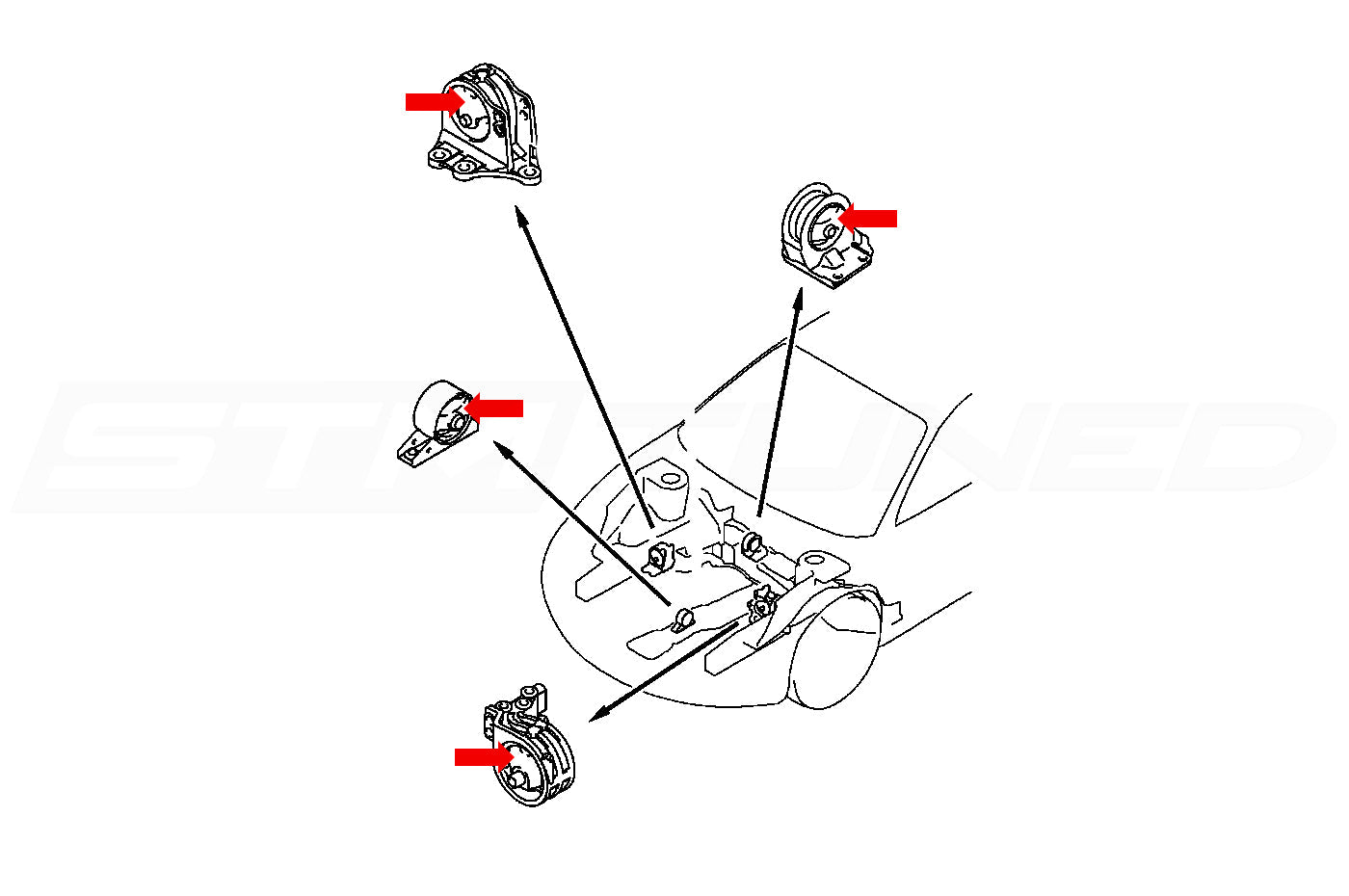 Prothane Motor Mount Inserts Black for 2G DSM M/T (13-1901-BL)