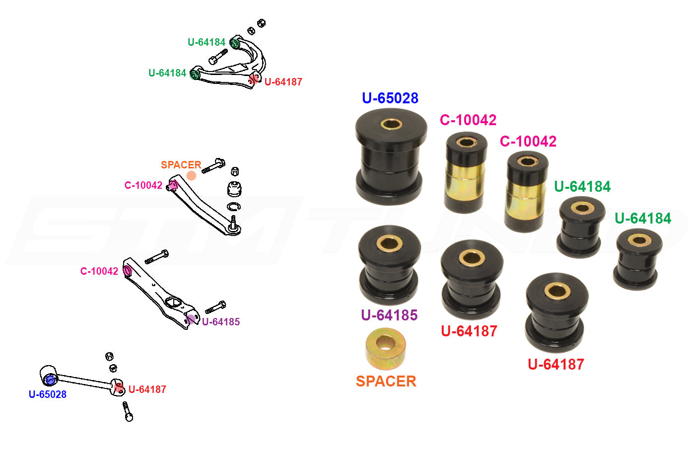 Prothane Rear Control Arm Bushings Black for 2G DSM (13-301-BL)