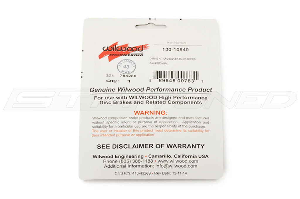Wilwood Caliper Crossover O-Ring Kit for STM Brake Kits (130-10540)