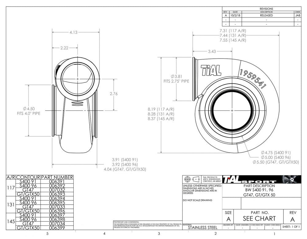 FP400 84HTZ Journal Bearing Turbo