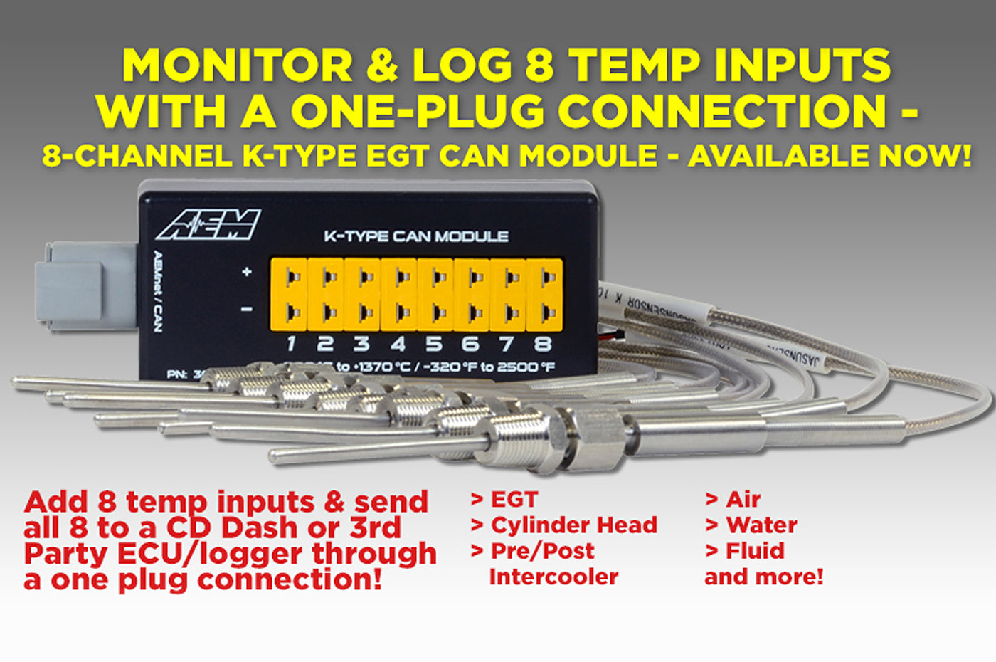 AEM 8-Channel K-Type Thermocouple EGT CAN Module (30-2224)