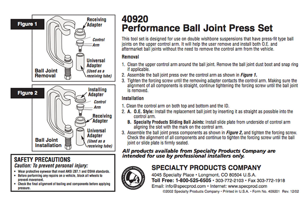 SPC Ball Joint Press Tool for 2G DSM (40920)