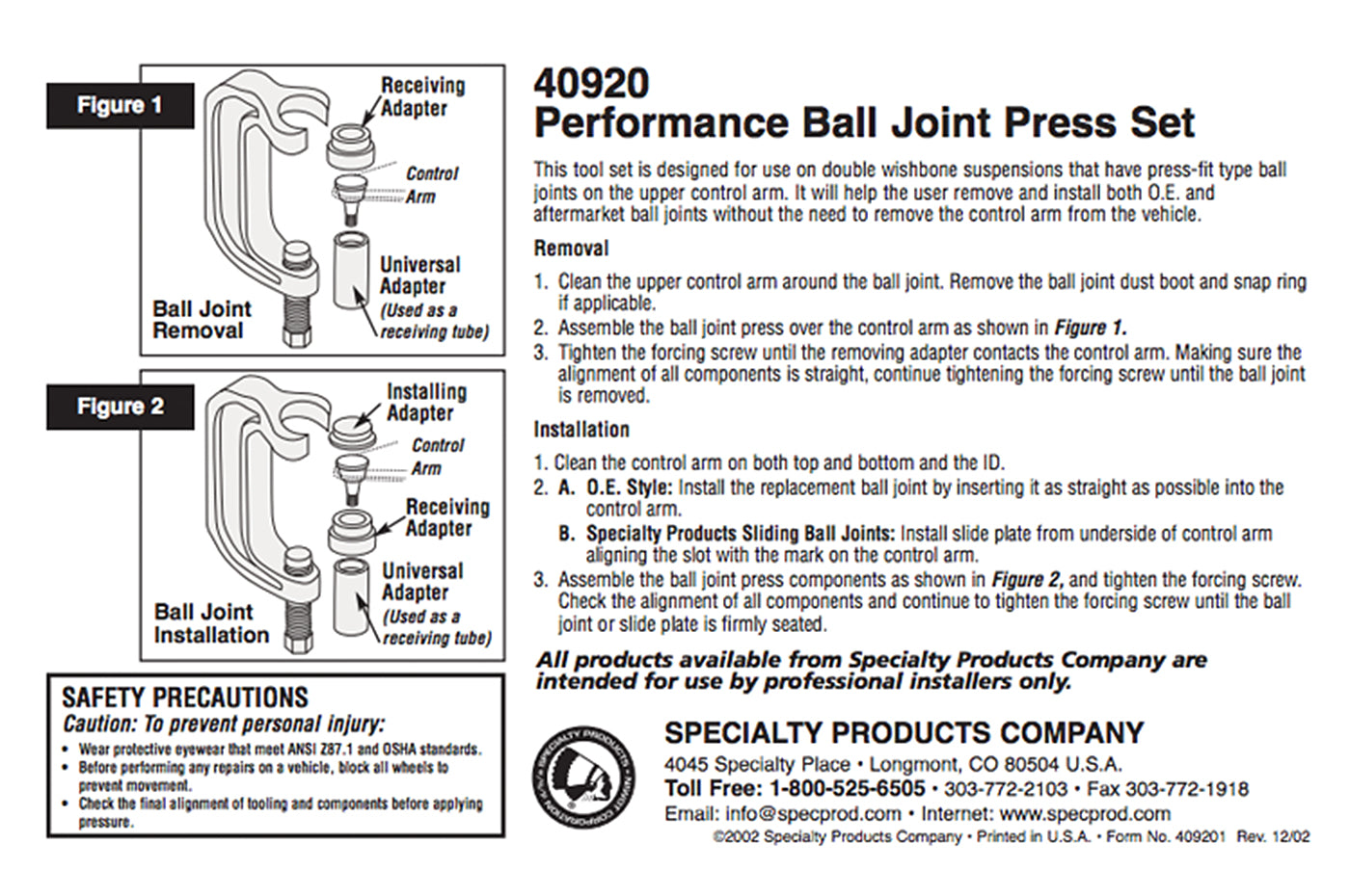 SPC Ball Joint Press Tool for 2G DSM (40920)