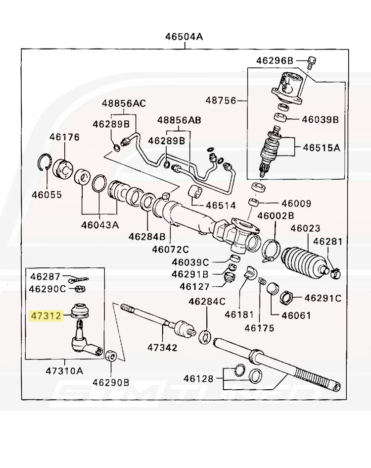 Mitsubishi OEM Outer Tie Rod End Cover for Evo 1-9 DSM 3000GT (48522W000P)