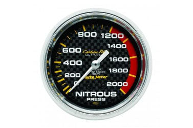 Nitrous Pressure: 0-2000 PSI - Carbon Fiber Mechanical Gauge (2 5/8")