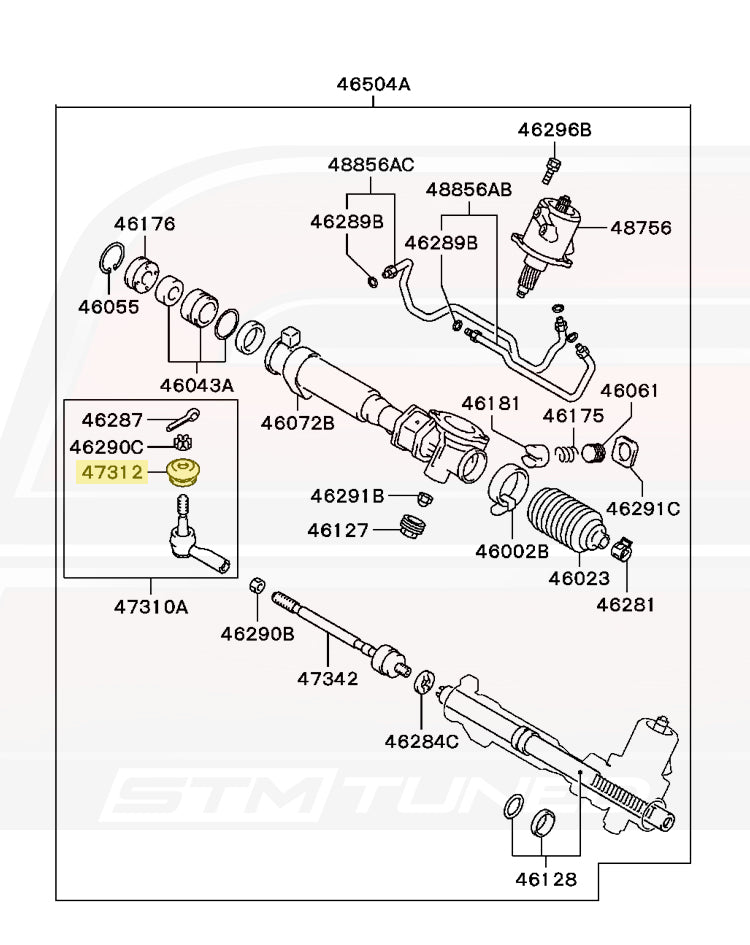 Mitsubishi OEM Outer Tie Rod End Cover for Evo 1-9 DSM 3000GT (48522W000P)