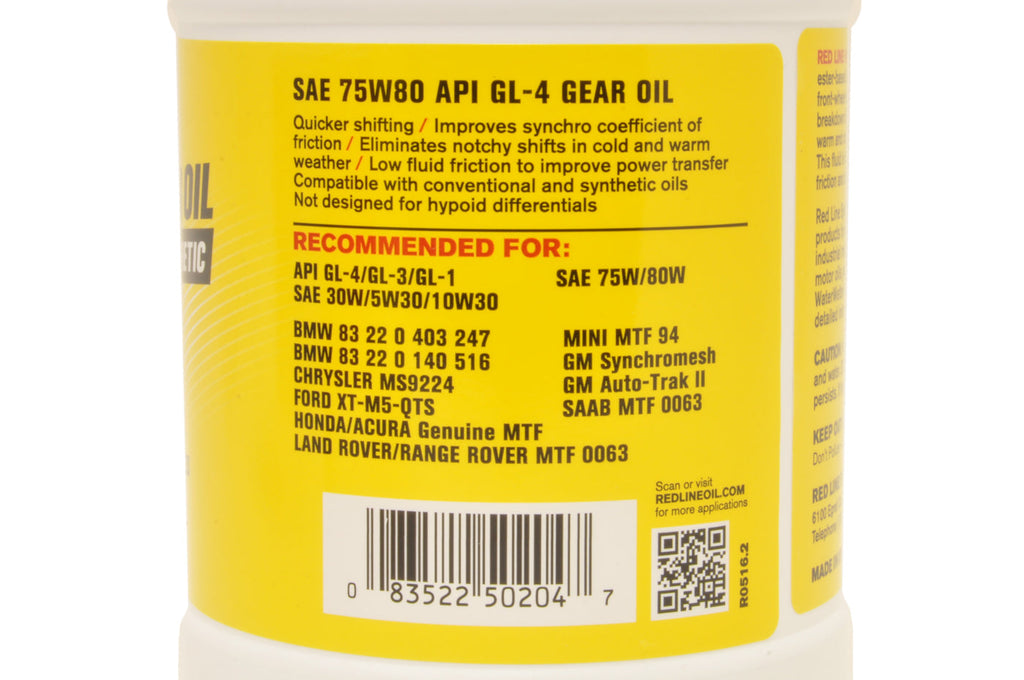 Red Line MTL 75W80 GL-4 Gear Oil (50204-1)