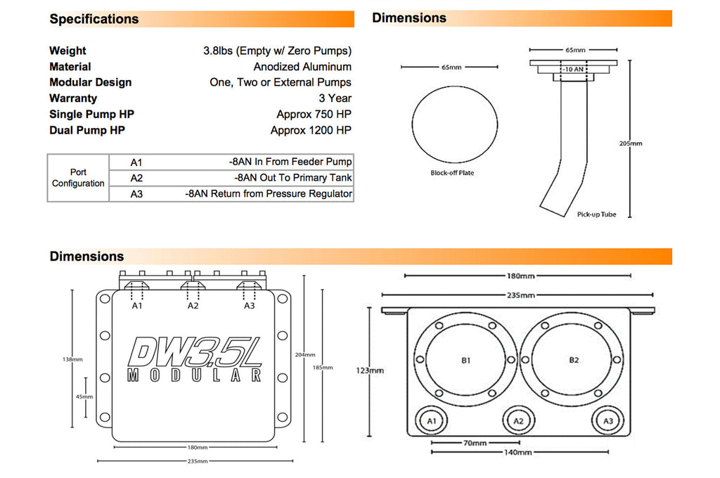 DeatschWerks 3.5L Fuel Surge Tank (6-000-35ST)