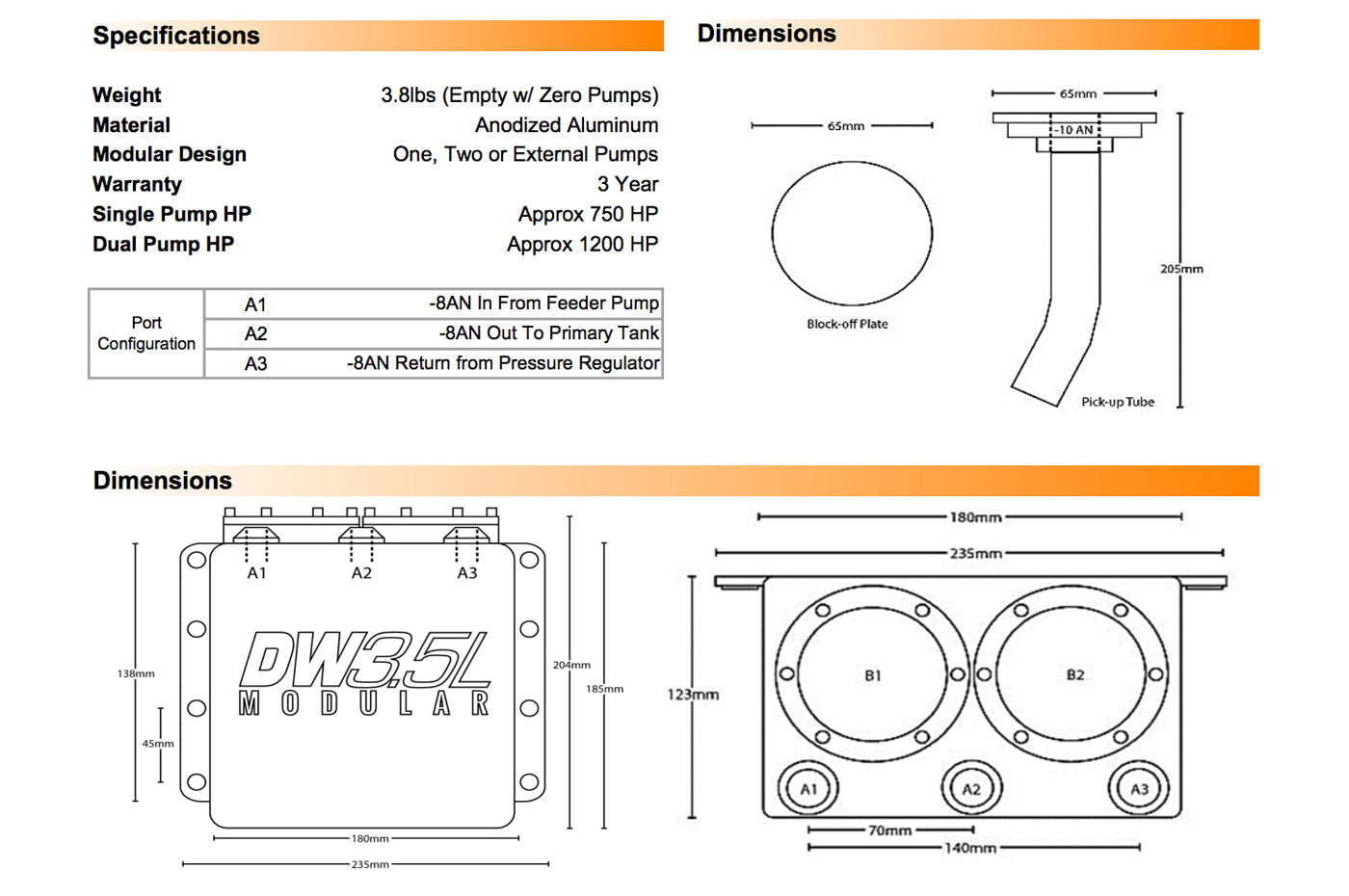 DeatschWerks 3.5L Fuel Surge Tank (6-000-35ST)