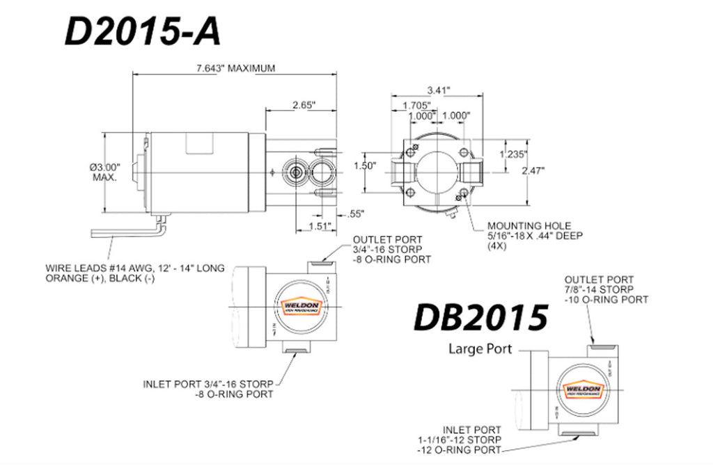 Weldon 1000-1300 HP Fuel Pump -8/8AN (D2015-A)