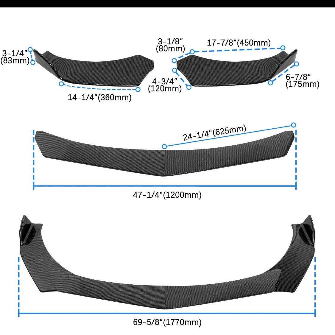 Front Bumper Lip Splitter Spoiler Rear Lip Strut Rod Support For Mitsubishi Eclipse 2g
