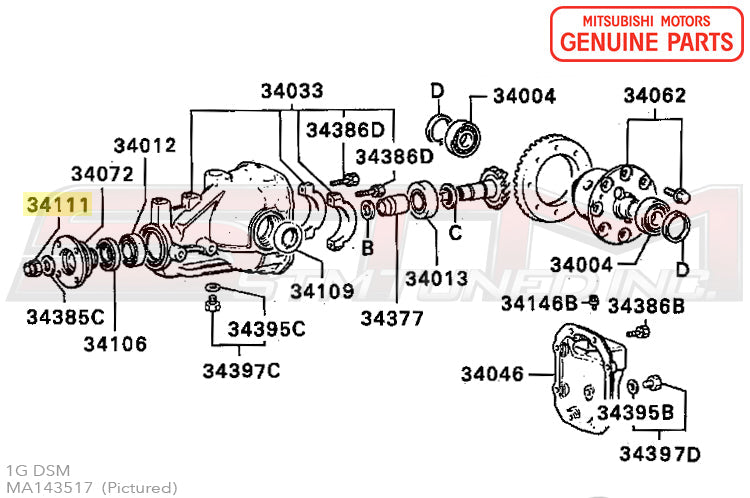 Mitsubishi Rear Diff/Driveshaft/1G Axle Nut - Evo 4-9/X/DSM/3S