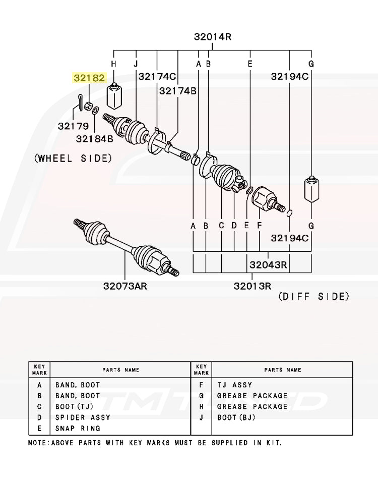 Mitsubishi OEM Axle Castle Nut for Evo 1-9 DSM 3S (MB109029)