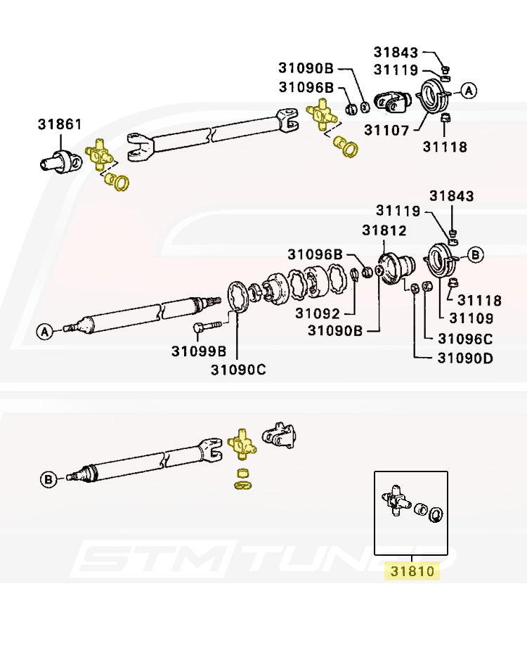 Mitsubishi OEM Driveshaft Spider Joint for DSM (MB154554)