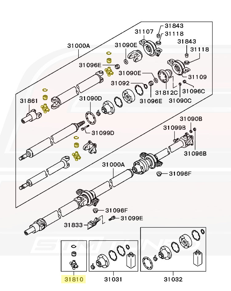 Mitsubishi OEM Driveshaft Spider Joint for DSM (MB154554)