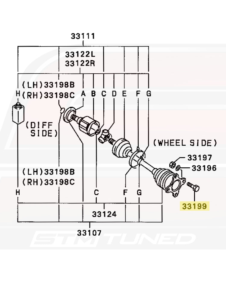 Mitsubishi OEM Rear Axle Bolt for 1G DSM (MB160664)
