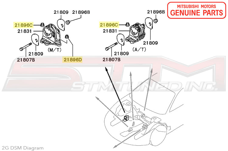 Mitsubishi RH Transmission Side Motor Mount Nut - 2G DSM