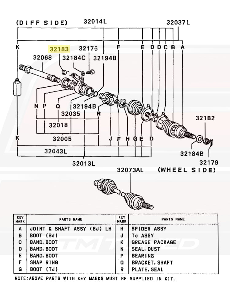 Mitsubishi OEM Front Axle Spacer for 1G/2G DSM (MB297732)