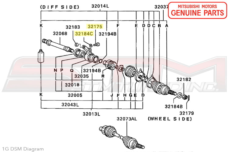Mitsubishi Front LH Axle Bracket Bolt & Washer for 1G/2G DSM AWD