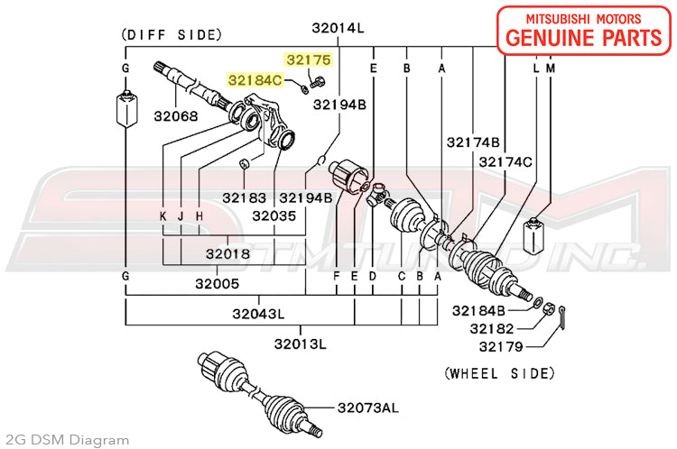 Mitsubishi Front LH Axle Bracket Bolt & Washer for 1G/2G DSM AWD