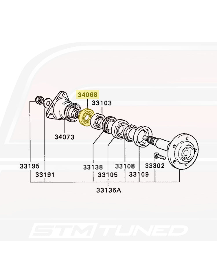 Mitsubishi OEM Inner Rear Axle/Bearing Seal for AWD 1G DSM/3S (MB393807)