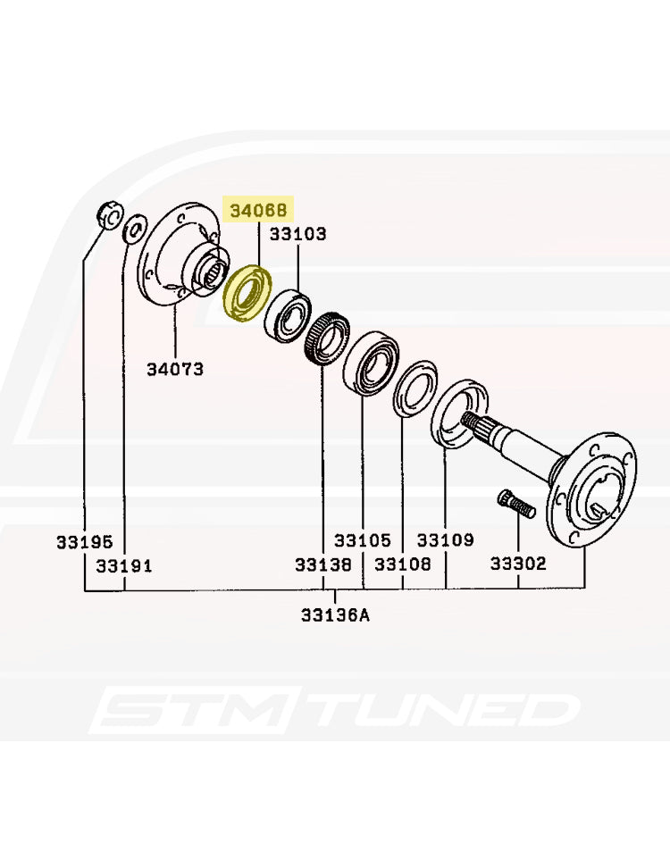 Mitsubishi OEM Inner Rear Axle/Bearing Seal for AWD 1G DSM/3S (MB393807)