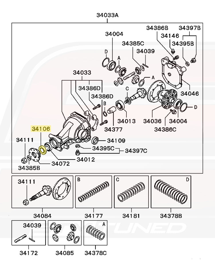 Mitsubishi OEM Rear Diff Seal for Evo I-X DSM (MB393929)