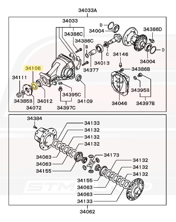Mitsubishi OEM Rear Diff Seal for Evo I-X DSM (MB393929)