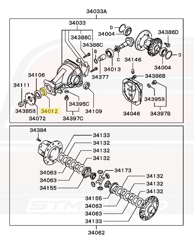 Mitsubishi OEM Rear Diff Shaft Bearing for Evo 8/9 DSM (MB393955)
