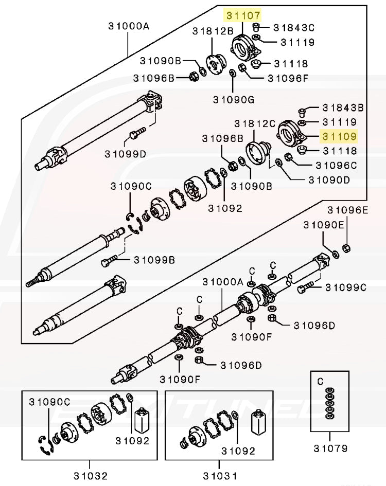 Mitsubishi OEM Carrier Bearing for 1G DSM GVR4 3000GT (MB505495)