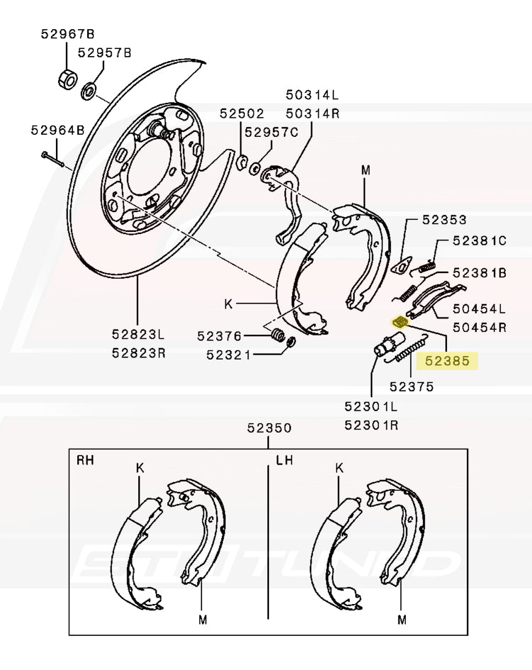Mitsubishi OEM E-Brake Shoe Spring for Evo 4-X/2G DSM/3000GT (MB520465)