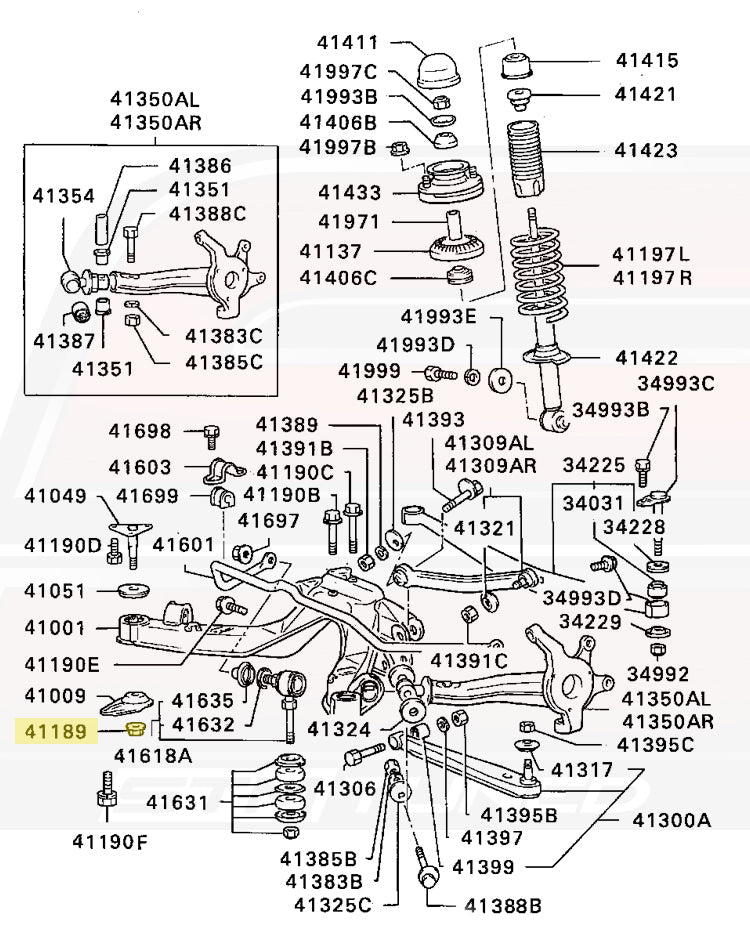 Mitsubishi OEM Rear Subframe Locking Nut for 1G DSM/3S (MB573244)
