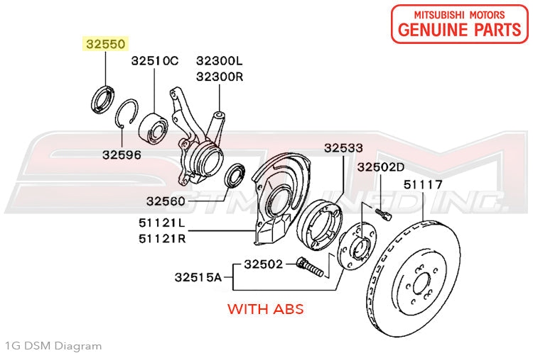 Mitsubishi Front Wheel Hub Oil Seal - 1G DSM