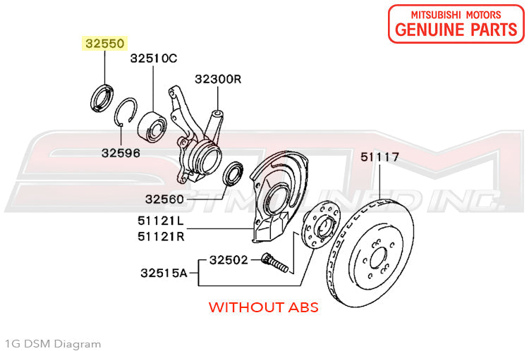 Mitsubishi Front Wheel Hub Oil Seal - 1G DSM