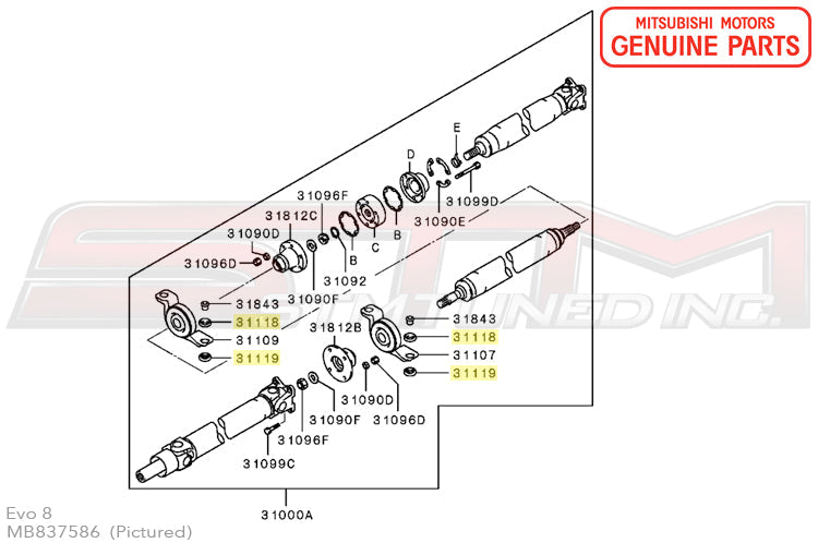 Mitsubishi Driveshaft Center Bearing Insulator - Evo 8/9, 2G DSM