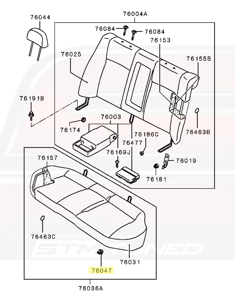 Mitsubishi OEM Rear Seat Cushion Release for 2G DSM/Evo 1-9 (MB873947)