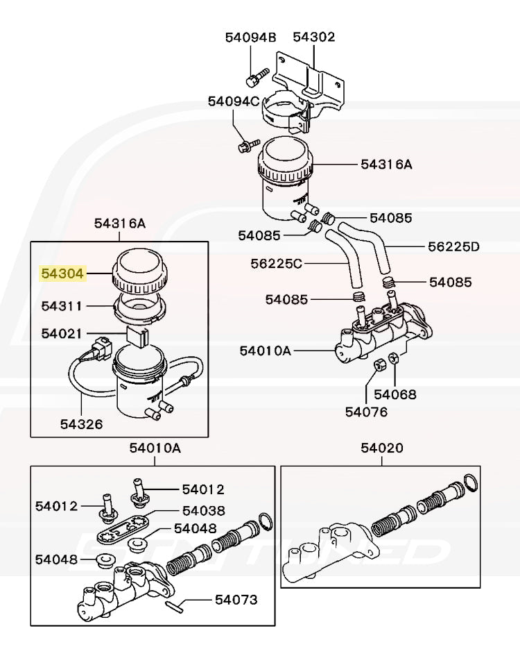 Mitsubishi OEM Brake Fluid Reservoir Cap for DSM/Evo 1-6/3S (MB895999)