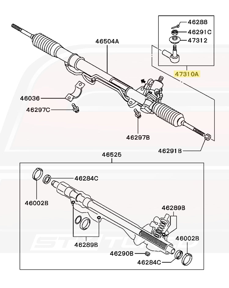 Mitsubishi OEM Front Outer Tie Rod End for 2G DSM and Evo 4/5/6 (MB912519)