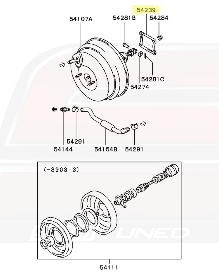 Mitsubishi OEM Brake Booster Gasket for Evo DSM 3S (MB928711)