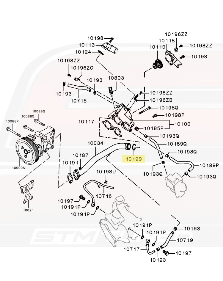 Mitsubishi OEM Water Pump to Pipe O-Ring for DSM/Evo (MD030764)